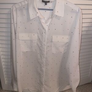 Madison Long Sleeved White Shirt with Colorful Dots
